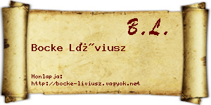 Bocke Líviusz névjegykártya